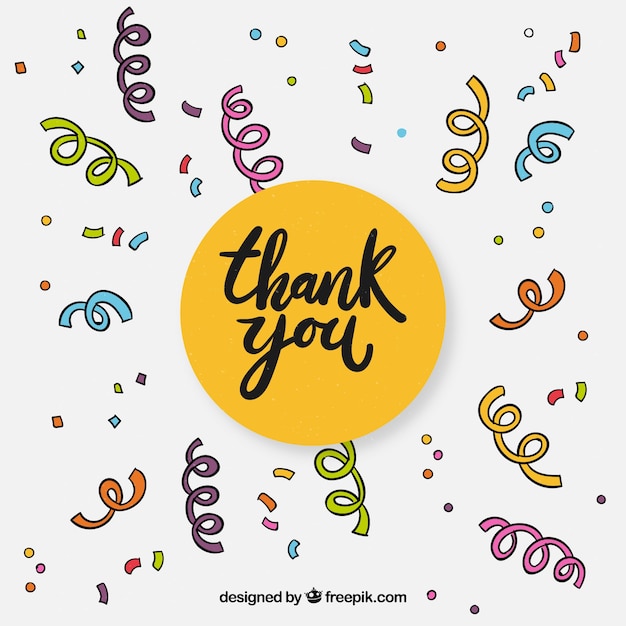 Free vector hand drawn thank you composition with confetti