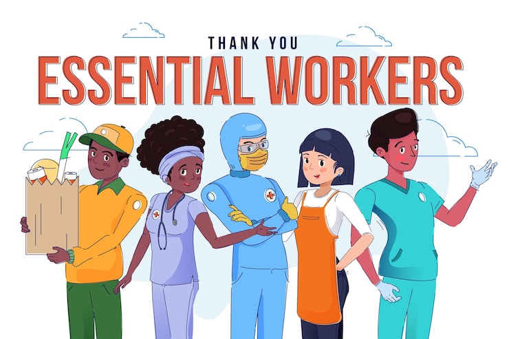 Free Vector hand drawn thank you essential workers