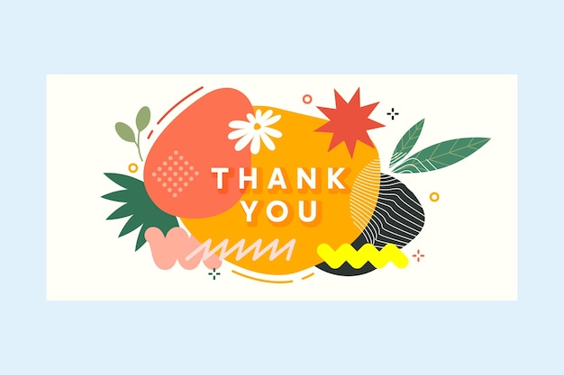 Vettore gratuito banner di design del testo di ringraziamento disegnato a mano