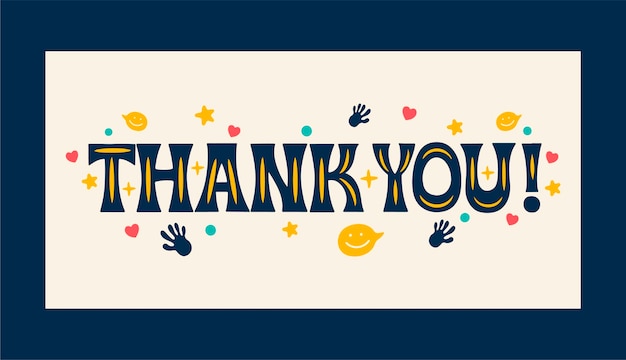 Free vector hand drawn thank you text design banner