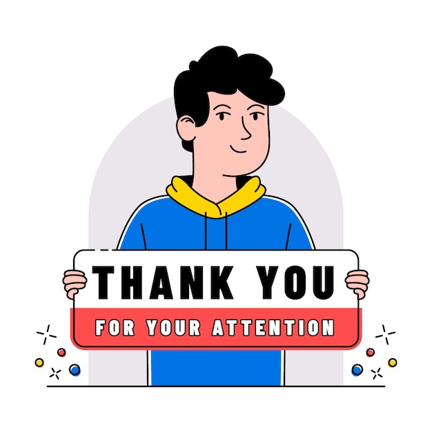 Hand drawn thank you for your attention label illustration