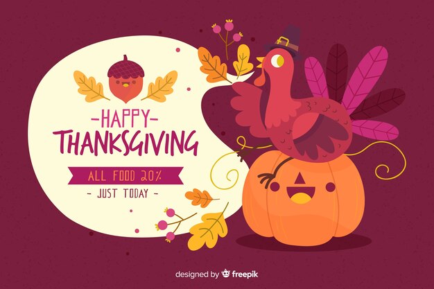 Hand drawn thanksgiving background and pumpkin