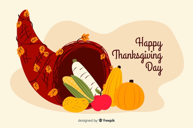 Hand drawn thanksgiving background with pumpkin