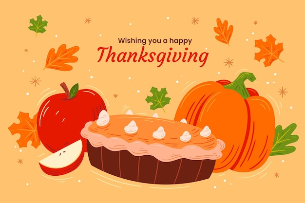 Free vector hand drawn thanksgiving background