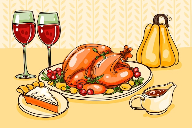 Free vector hand drawn thanksgiving background