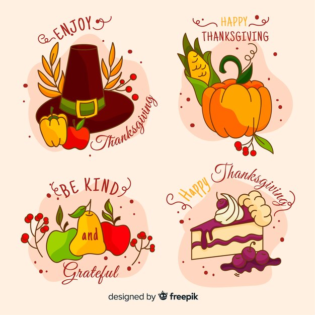 hand drawn thanksgiving badge collection