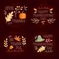 Free vector hand drawn thanksgiving badge collection