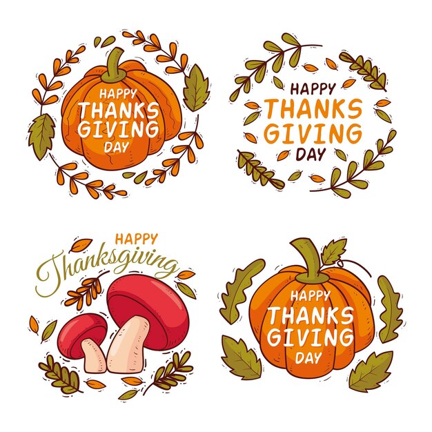 Hand drawn thanksgiving badge collection