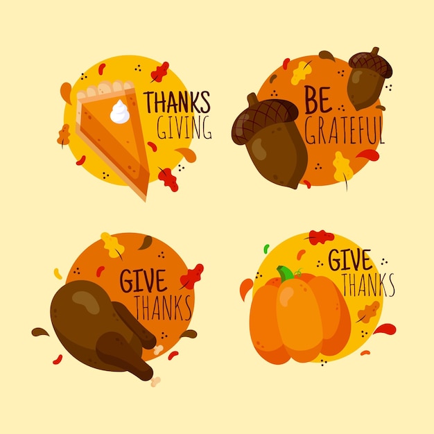 Free vector hand drawn thanksgiving badge collection