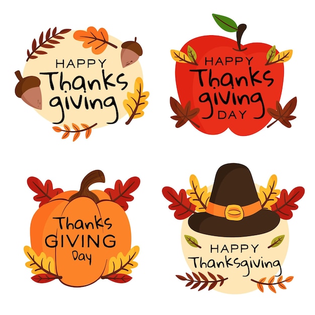 Hand drawn thanksgiving badge collection