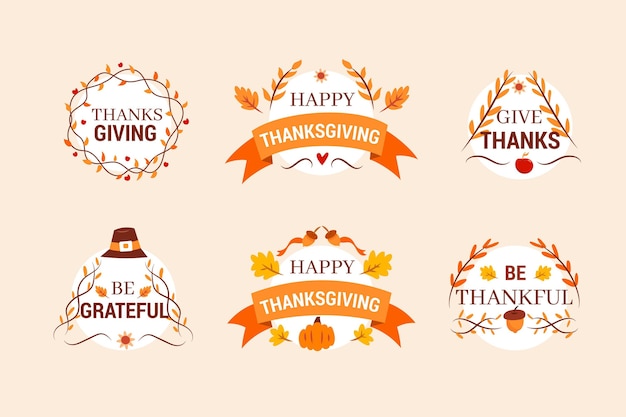 Hand drawn thanksgiving badge pack