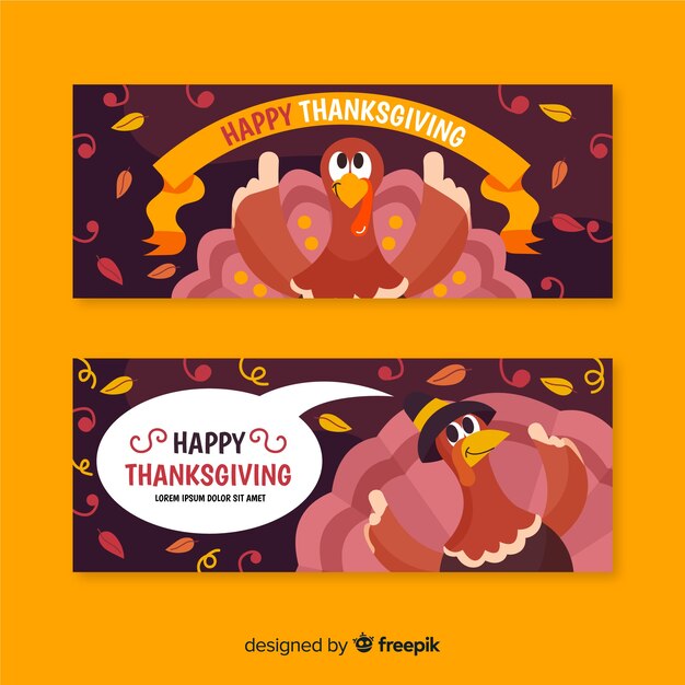 Hand drawn thanksgiving banners template