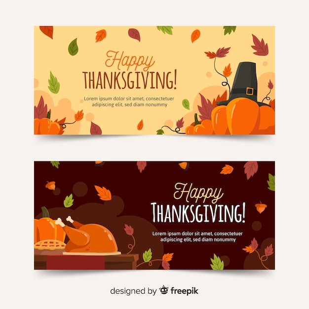 Hand drawn thanksgiving banners template