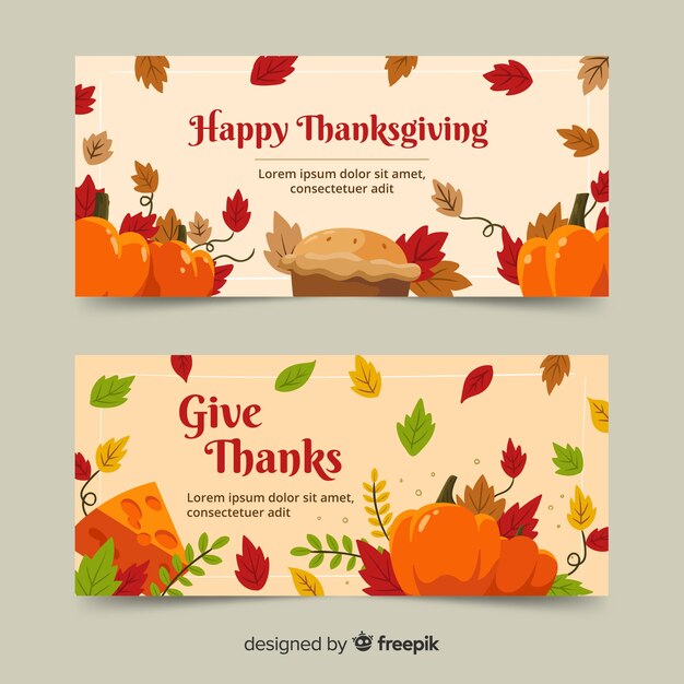 Hand drawn thanksgiving banners template