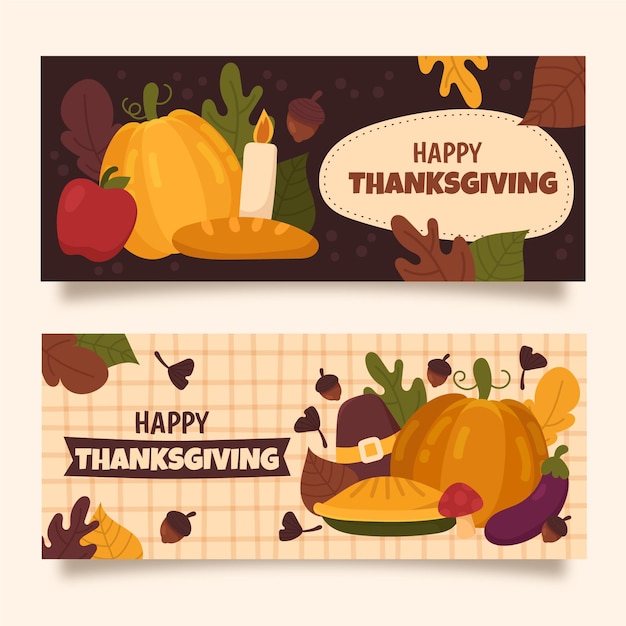 Hand drawn thanksgiving banners template