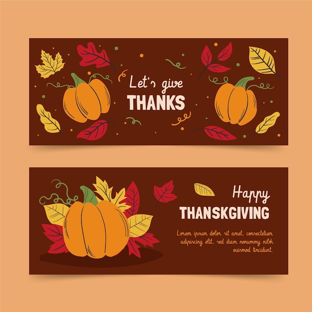 Free vector hand drawn thanksgiving banners template