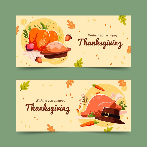 Hand drawn thanksgiving banners template