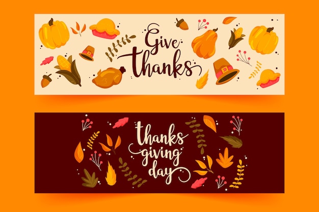 Hand drawn thanksgiving banners