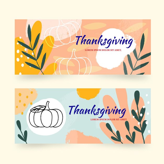 Hand drawn thanksgiving banners