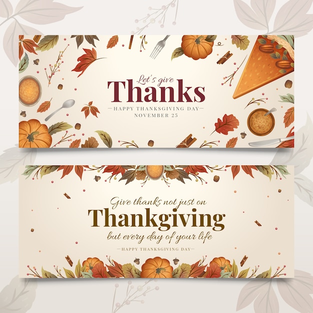 Free vector hand drawn thanksgiving banners