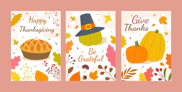 Коллекция рисованной открытки благодарения