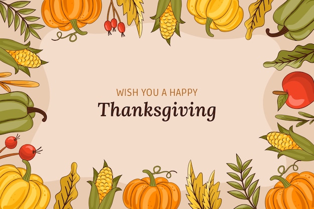 Free vector hand drawn thanksgiving celebration background