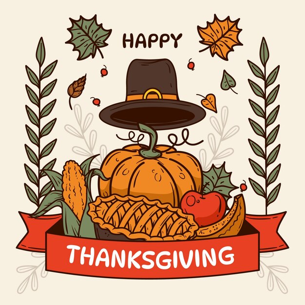 Hand drawn thanksgiving celebration illustration