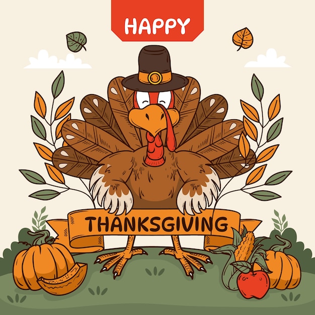 Hand drawn thanksgiving celebration illustration