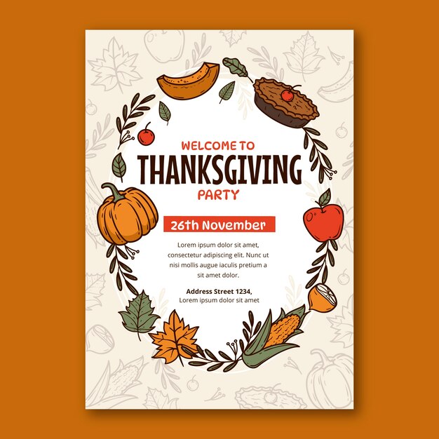 hand drawn thanksgiving celebration invitation template