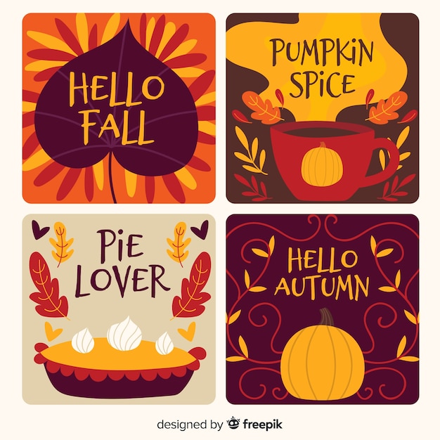 Free vector hand drawn thanksgiving day card collection