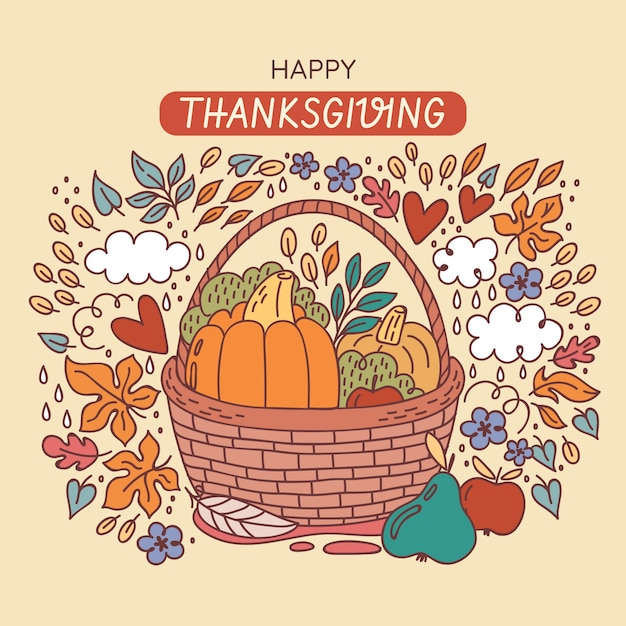 Free vector hand drawn thanksgiving illustration