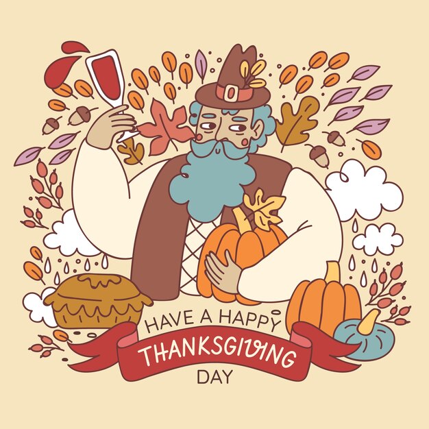Free Vector hand drawn thanksgiving illustration