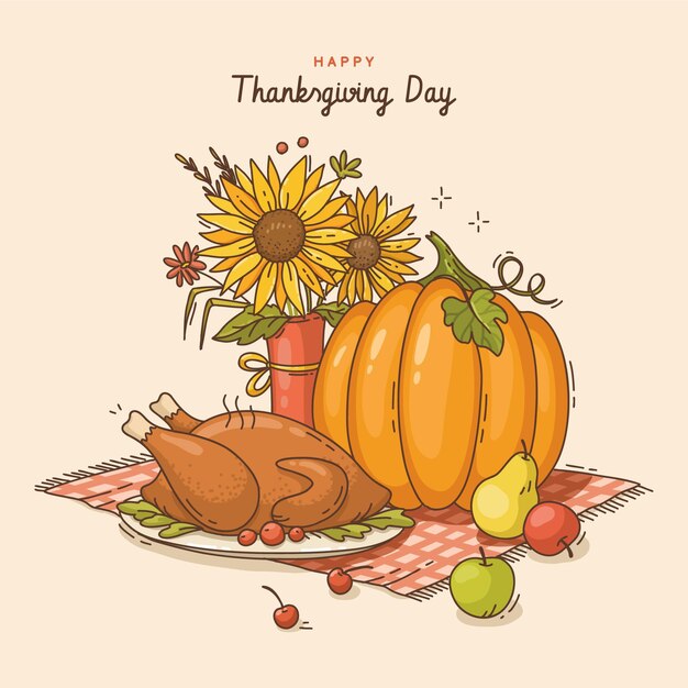 Free Vector hand drawn thanksgiving illustration
