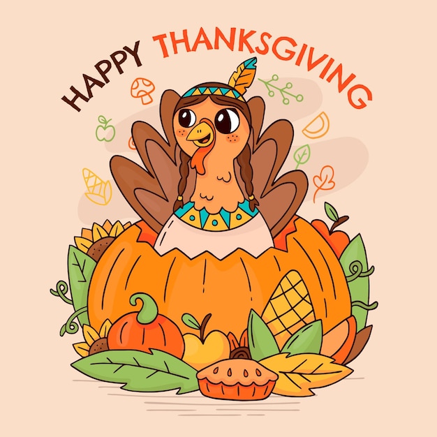 Free vector hand drawn thanksgiving illustration