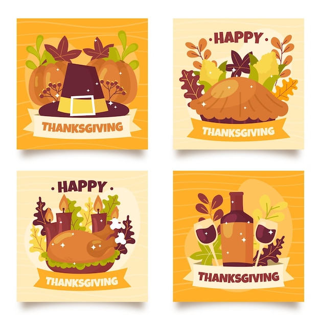 Free vector hand drawn thanksgiving instagram post