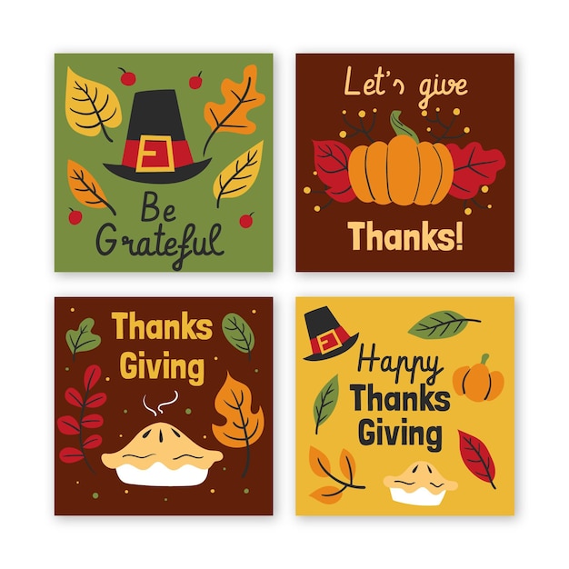 Free vector hand drawn thanksgiving instagram post