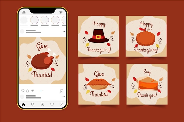 Hand drawn thanksgiving instagram posts