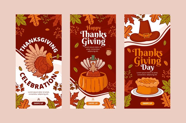 Hand drawn thanksgiving instagram stories collection