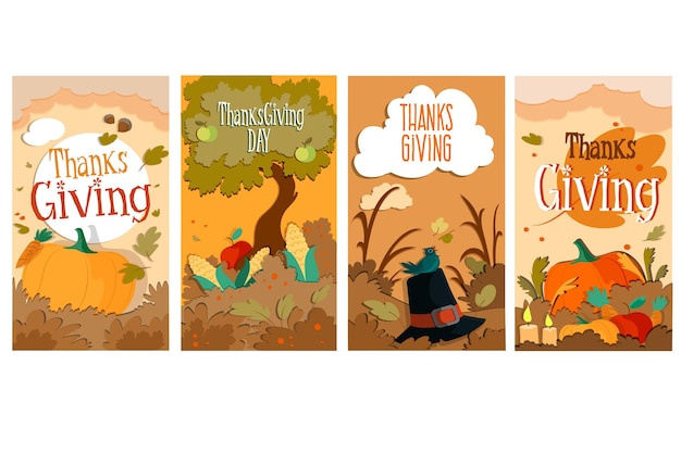 Free vector hand drawn thanksgiving instagram stories