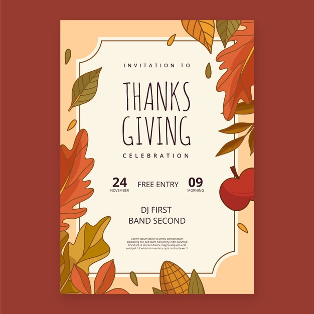 hand drawn thanksgiving invitation template
