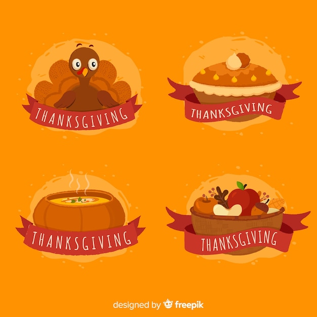 Hand drawn thanksgiving label collection