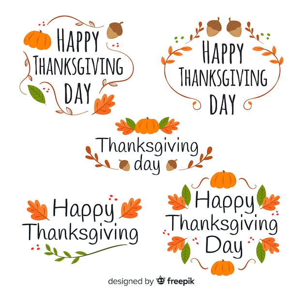 Free vector hand drawn thanksgiving label collection