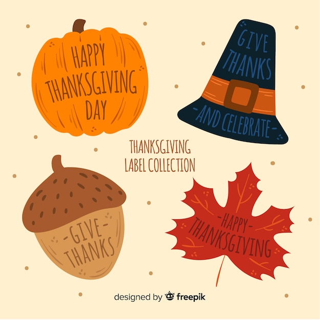Free Vector hand drawn thanksgiving label collection