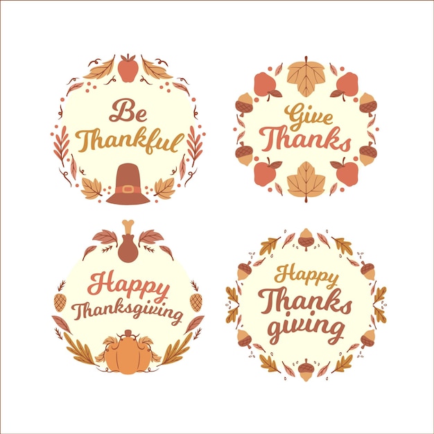 Hand drawn thanksgiving label collection