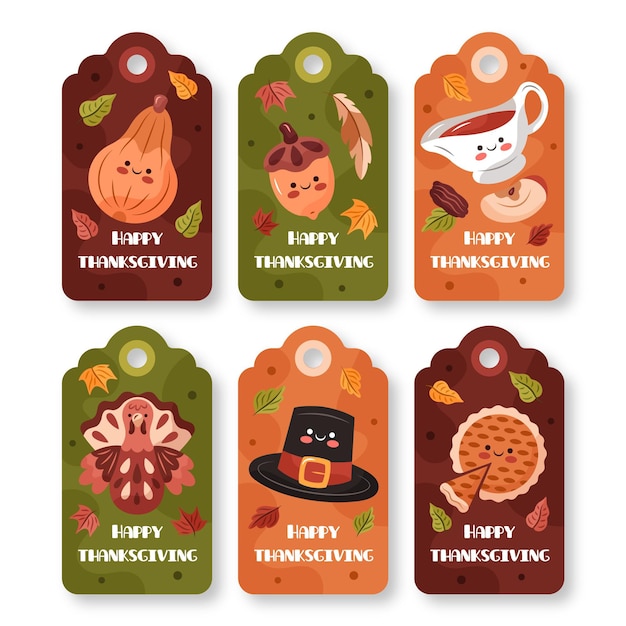 Hand drawn thanksgiving label collection