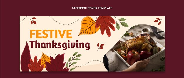 Hand drawn thanksgiving social media cover template