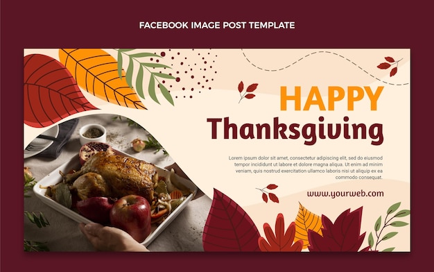 Бесплатное векторное изображение Ручной обращается шаблон сообщения в социальных сетях на день благодарения