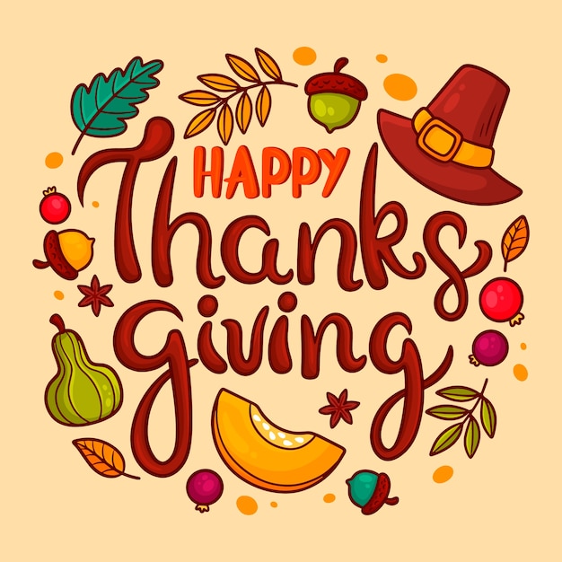 Free vector hand drawn thanksgiving text illustration
