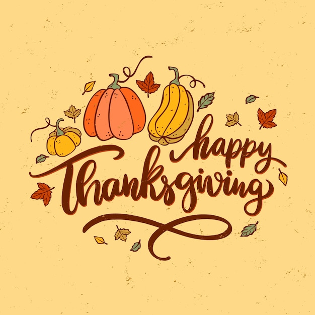 Free vector hand drawn thanksgiving text illustration