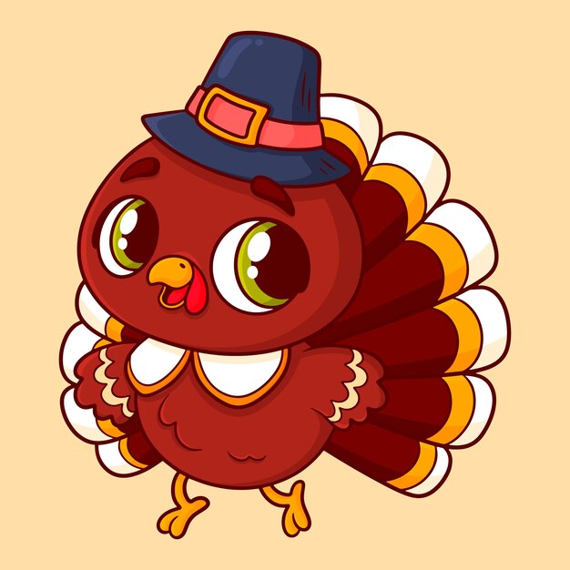 Hand drawn thanksgiving turkey character illustration